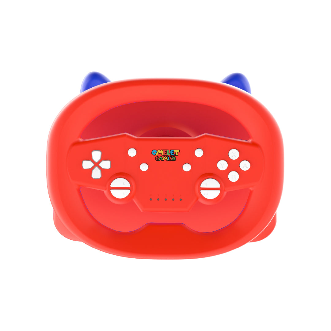 Wireless steering wheel controller designed for kids, compatible with Nintendo Switch, PC, and PS4