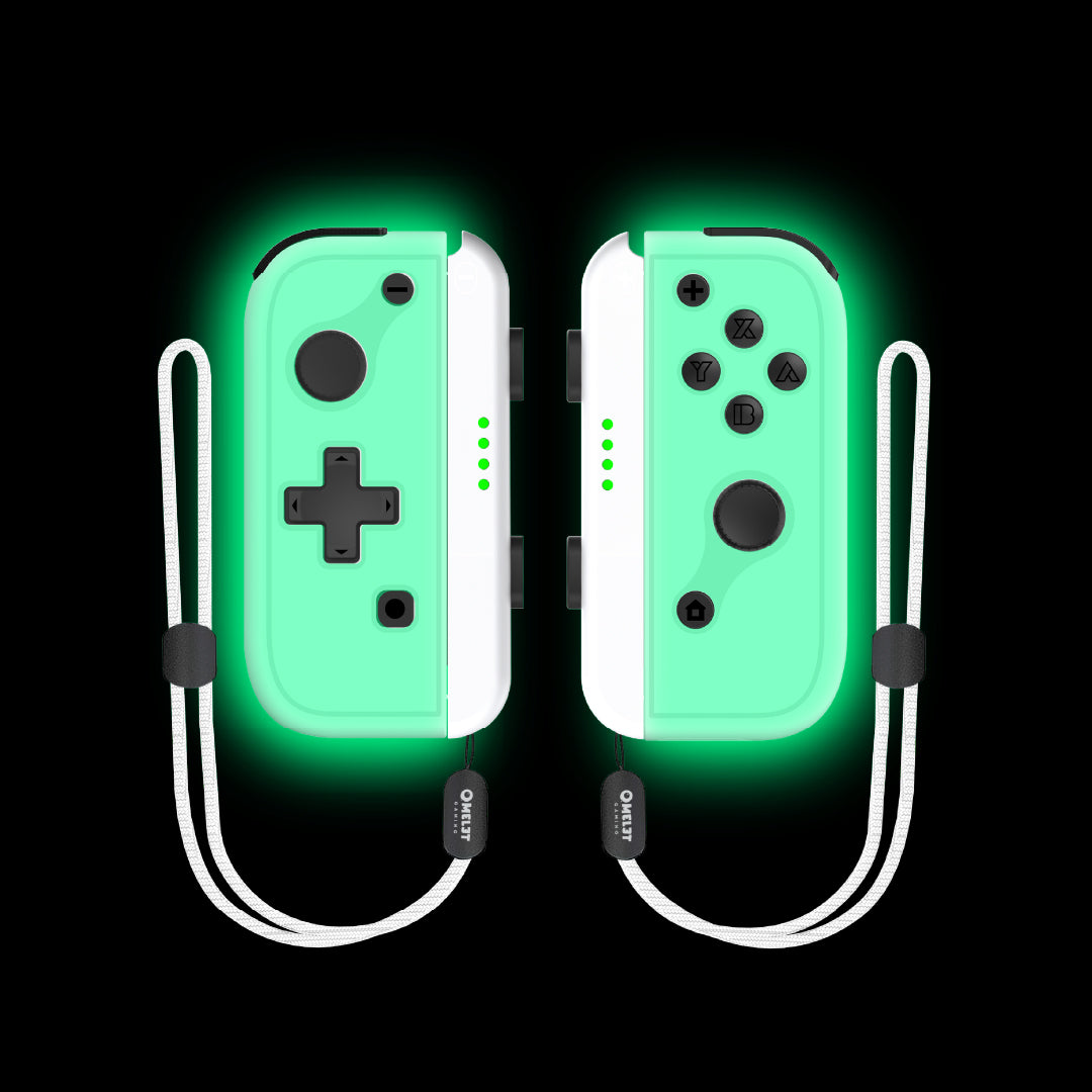 Compact design Joy Con that glows in the dark, offering a drift-free gaming experience with Hall Effect technology