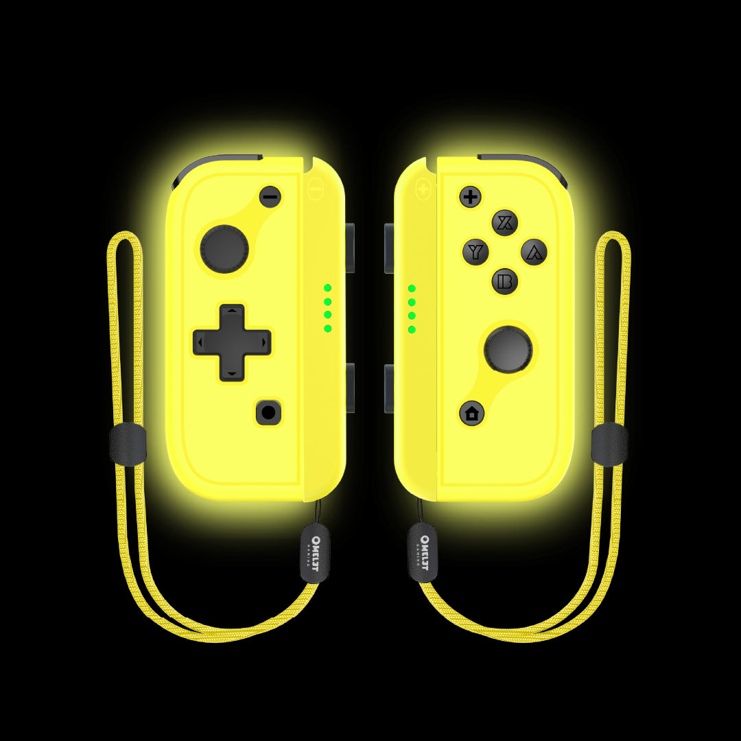 Glow-in-the-dark Joy Con designed for drift-free gaming with Hall Effect technology