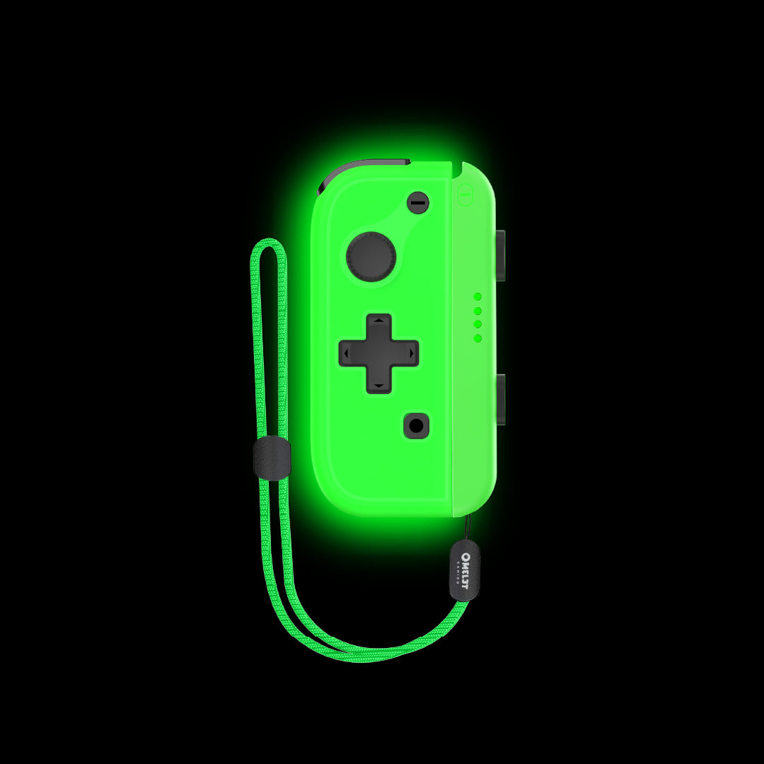 Affordable Nintendo Switch Joy Con that glows in the dark, featuring Hall Effect joysticks for drift-free gameplay