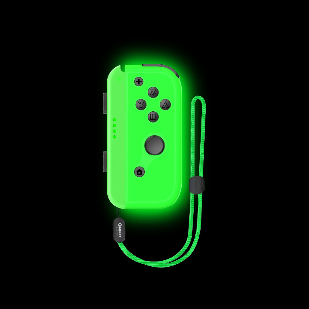 Mini Joy Con with glow-in-the-dark design, ensuring drift-free gaming performance thanks to Hall Effect technology