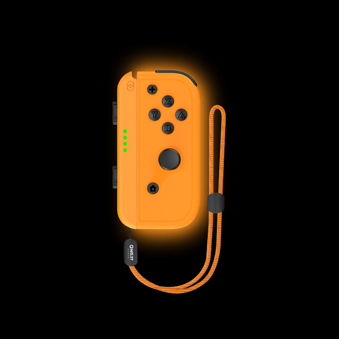 Switch Joy Con with a stylish glow-in-the-dark design, providing drift-free accuracy through Hall Effect sensors