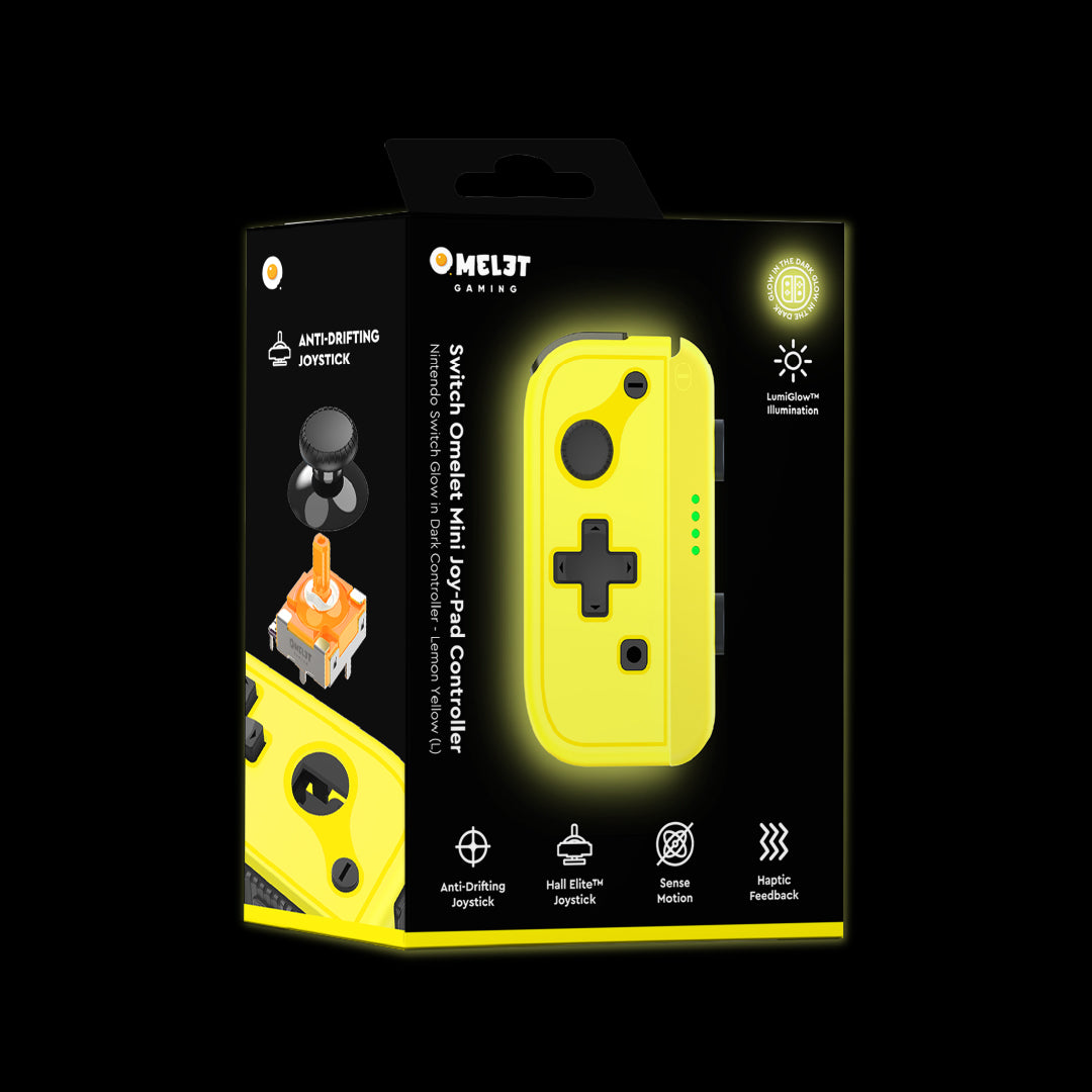 Switch Joy Con that glows in the dark, designed with Hall Effect sensors for affordable and drift-free gaming