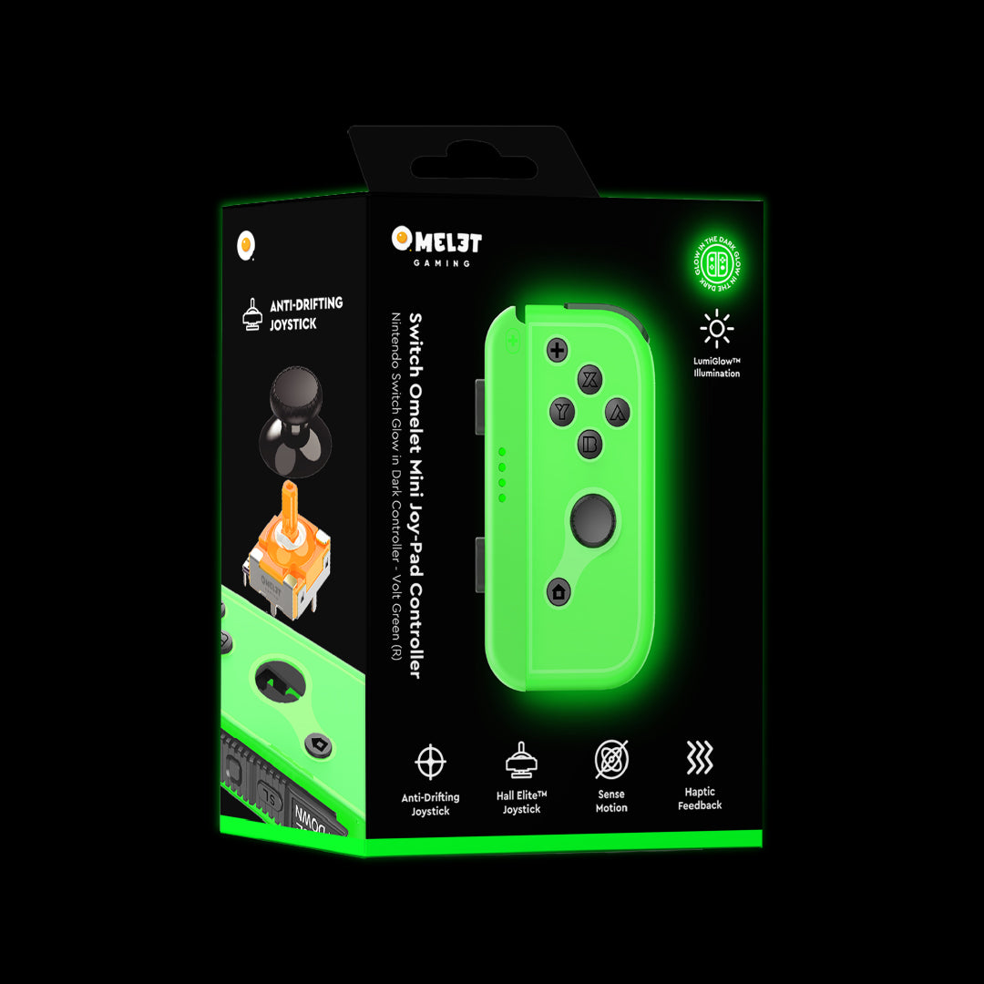 Joy Con designed with a glow-in-the-dark feature, providing affordable and precise drift-free control for gamers